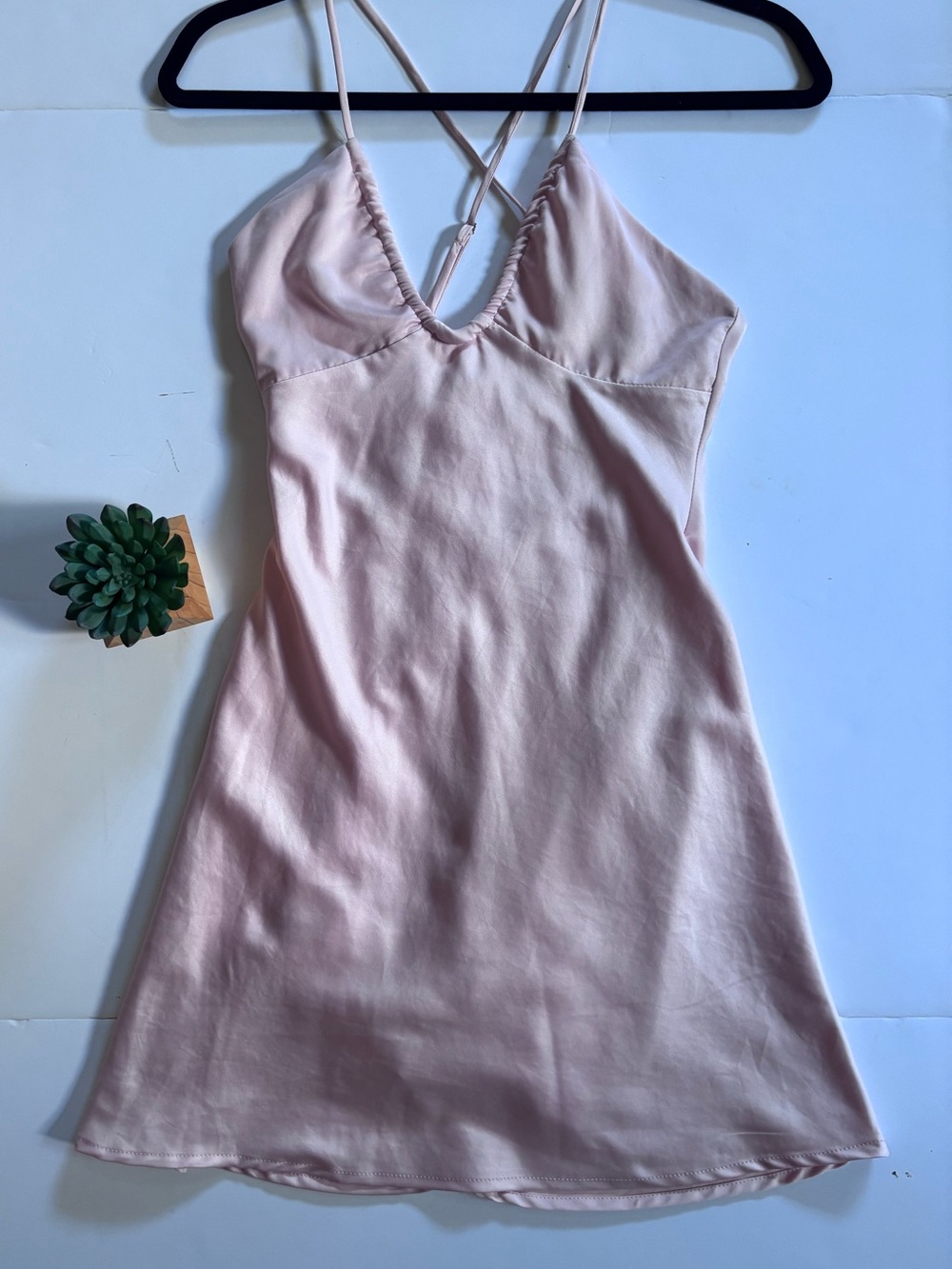 Princess Polly Blush Satin Slip dress (size 4)